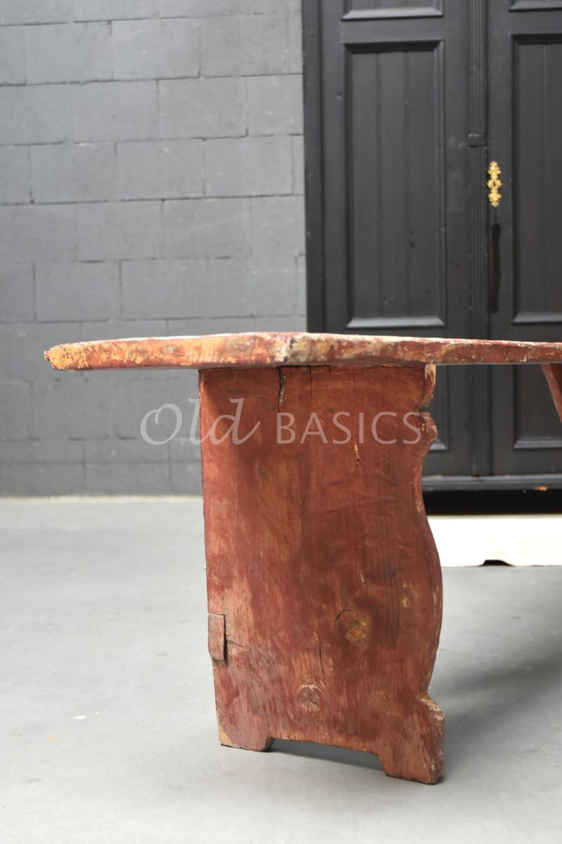 Detail van Houten bank, terra, materiaal hout